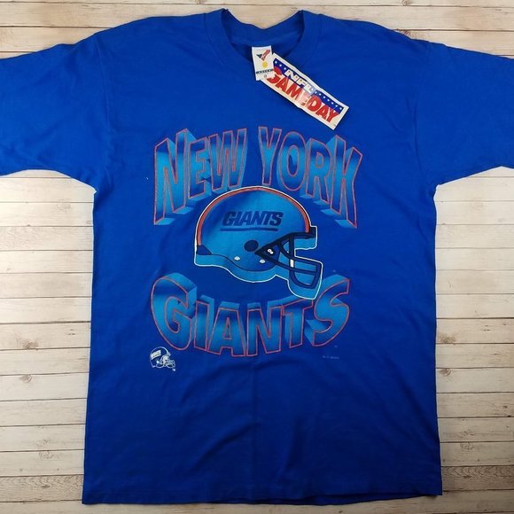 VTG 90s New York Giants Spellout Single Stitch Tee - Picture 1 of 6